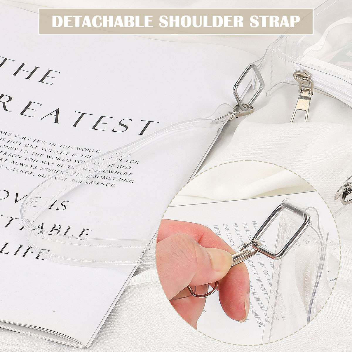 Women Mini Transparent Bag PVC Stadium Approved Sports Handbag Purse Zipper