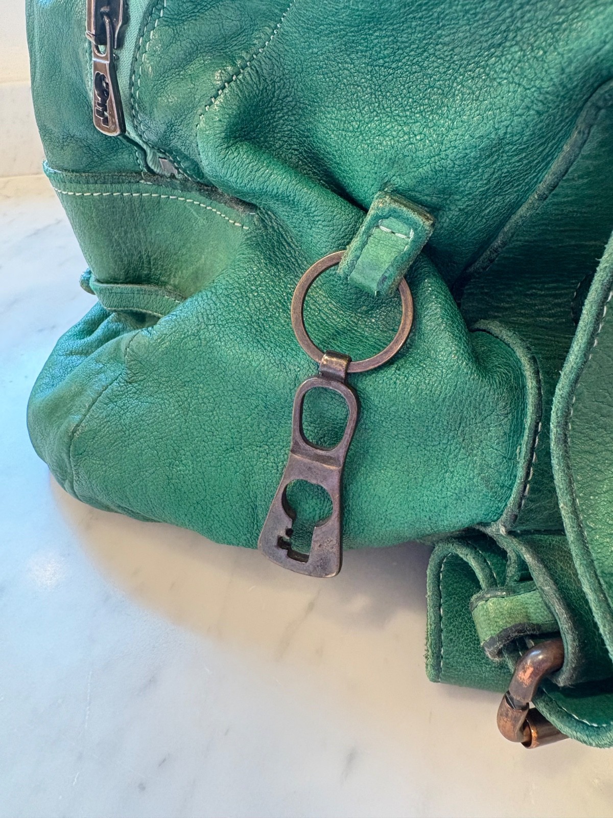 Benheart Sissi Green Italian Leather Purse Buffalo Plaid Lining 2