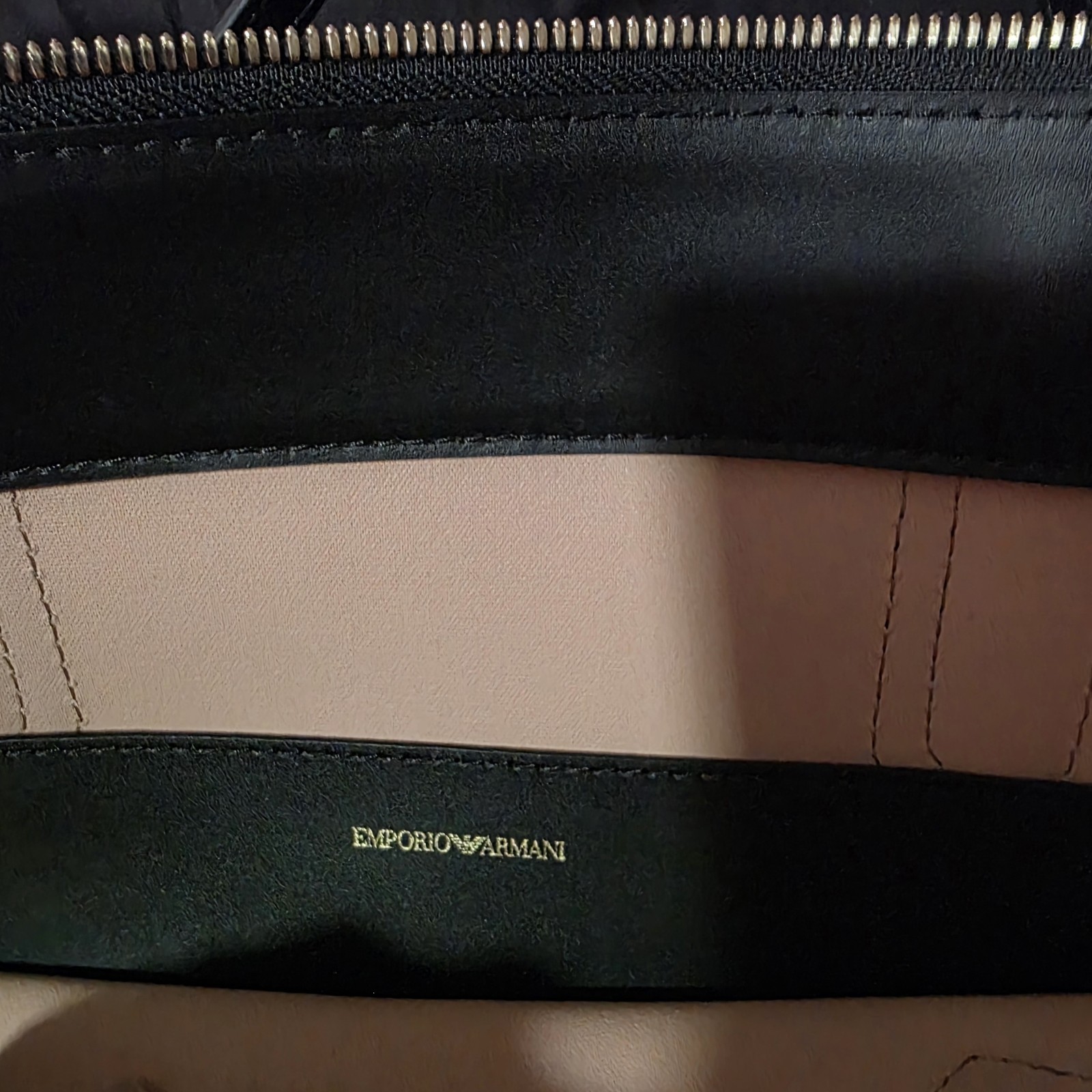 Emporio Armani Black Large Tote Bag, Zip, Gold Hardware, Dust Bag, Card