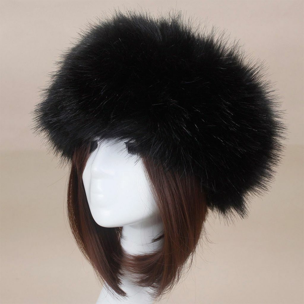 Women’s Winter Russian Fluffy Faux Fur Headband Hat Thick Ear Warm Snow Ski Cap