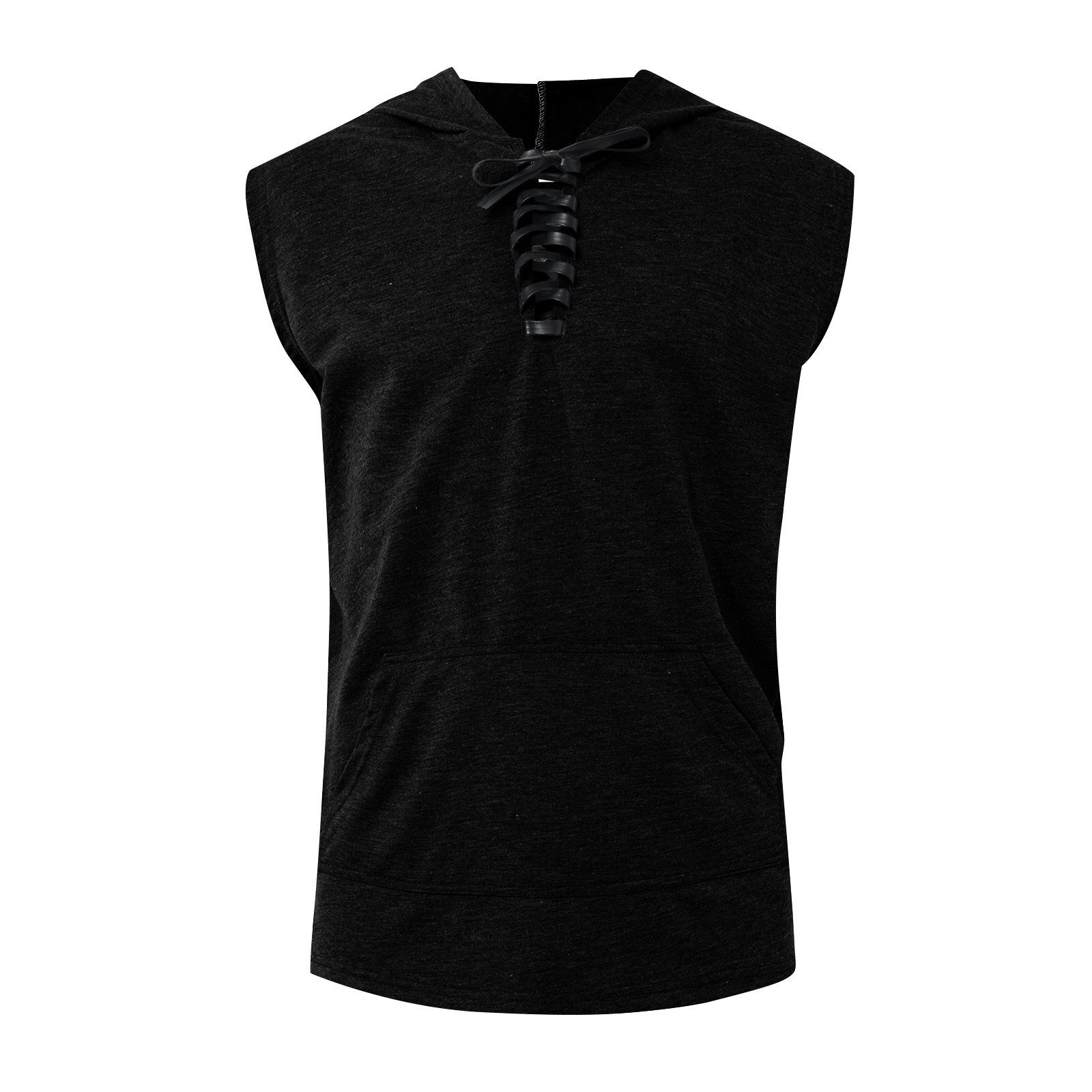 Man Sleeveless Hoodie Hooded Workout Gym Bodybuilding Training Tank Top Vest