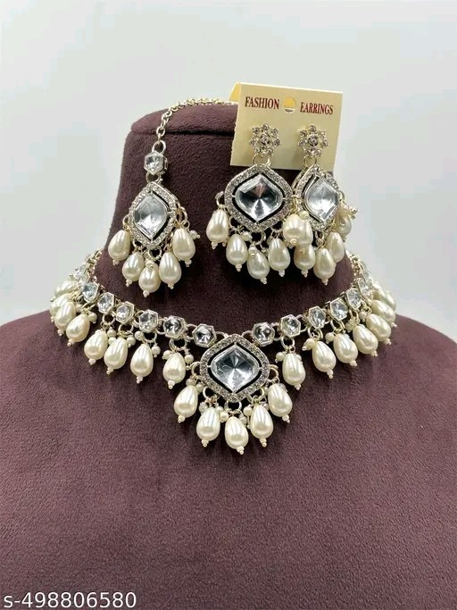 Indian Bollywood Gold Plated Kundan Choker Bridal Necklace Earrings Jewelry Set