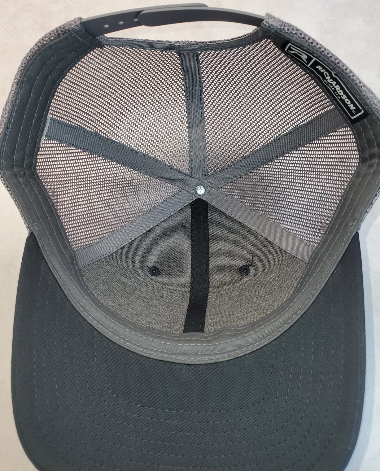 Snap-on Patch on Richardson 112 Trucker Hat Snapback Black/Charcoal