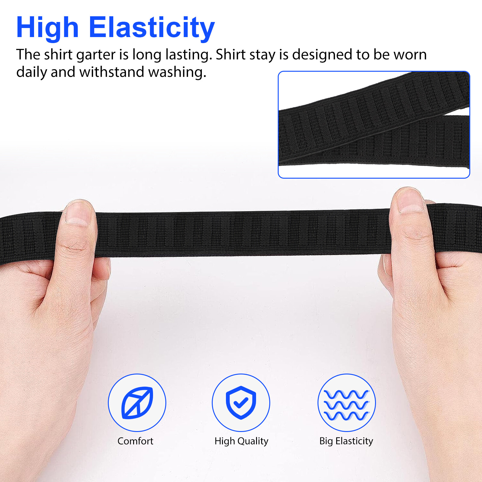 2pcs Men Y-Style Shirt Stays Holder Garters Belt Non-Slip Elastic Locking Clamps