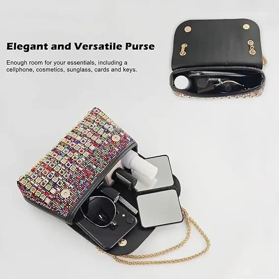 Sparkly Evening Bag Rhinestone Clutch Purse Womens Wedding Party Cocktail Handba