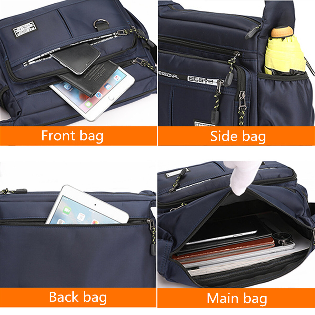 Men’s Shoulder Bag Business Casual Crossbody Bag Waterproof Multi Pocket Design