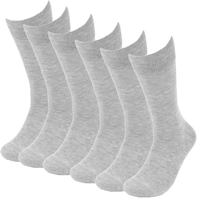6 Pack Solid Color Casual Dress Socks for Men – Colorful & Comfortable Crew Sock
