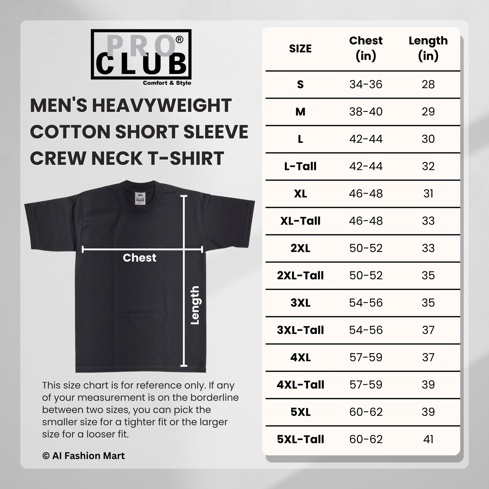 3-Pack Pro Club Men’s Heavyweight Cotton Short Sleeve Crew Neck T-Shirt