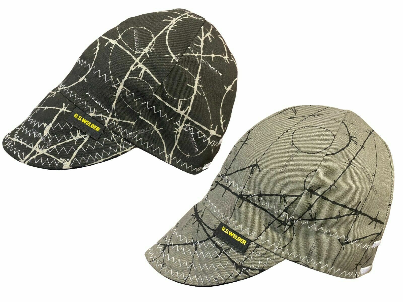 (2 pack) US WELDER Welding Caps Hats Barbed Wire Reversible by Comeaux Supply