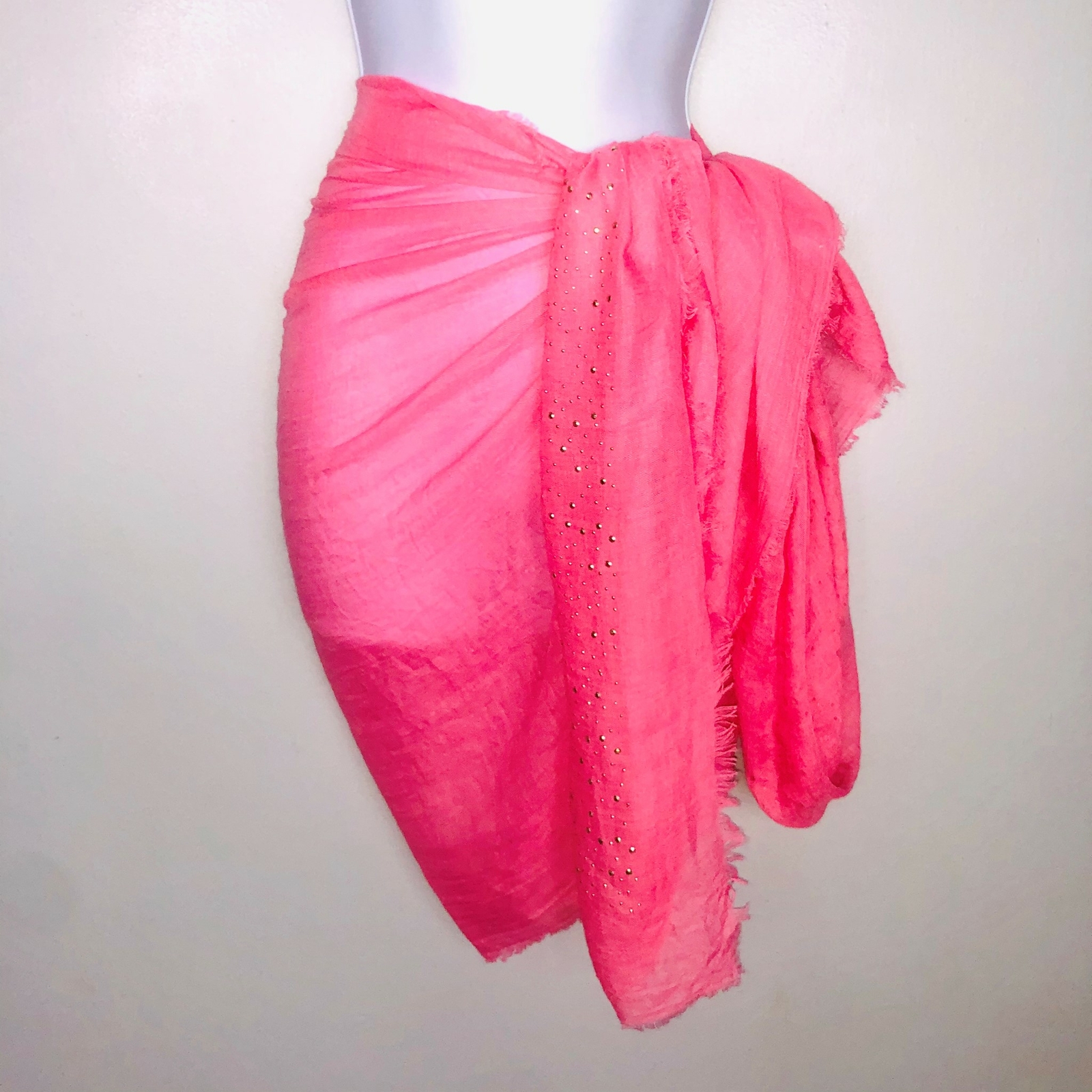 2 Chic Women Scarf Oversized Pink Silver Studded Multifunctional Y2K Revival NEW