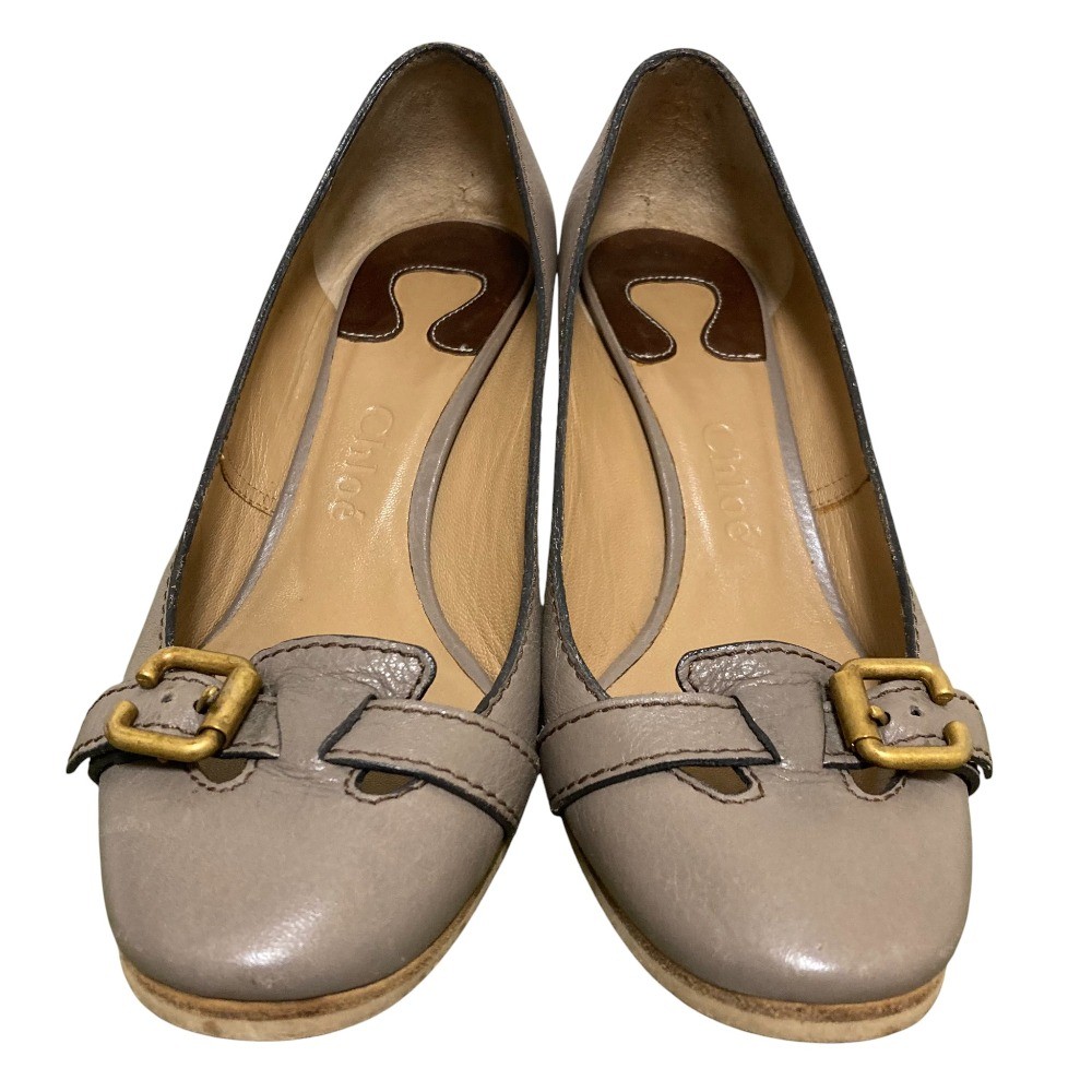 Chloe belt design pumps, size 35, approximately 8.5 inches, greige Women USED