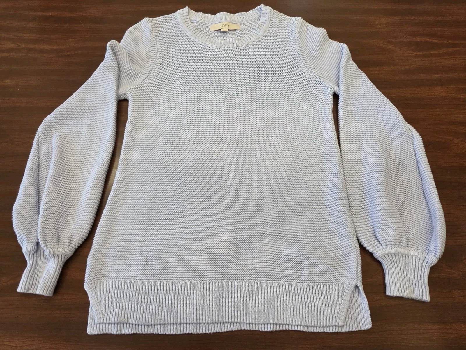 Loft XS Light Purple Cotton Textured Knit Sweater Quiet Luxury Coastal Grandma