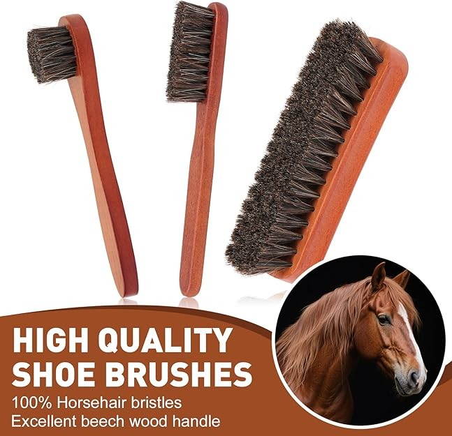 16PCS Leather Shoe Polish Kit,Shoe Shine Kit with Black/Brown Shoe Polish,Shoe B