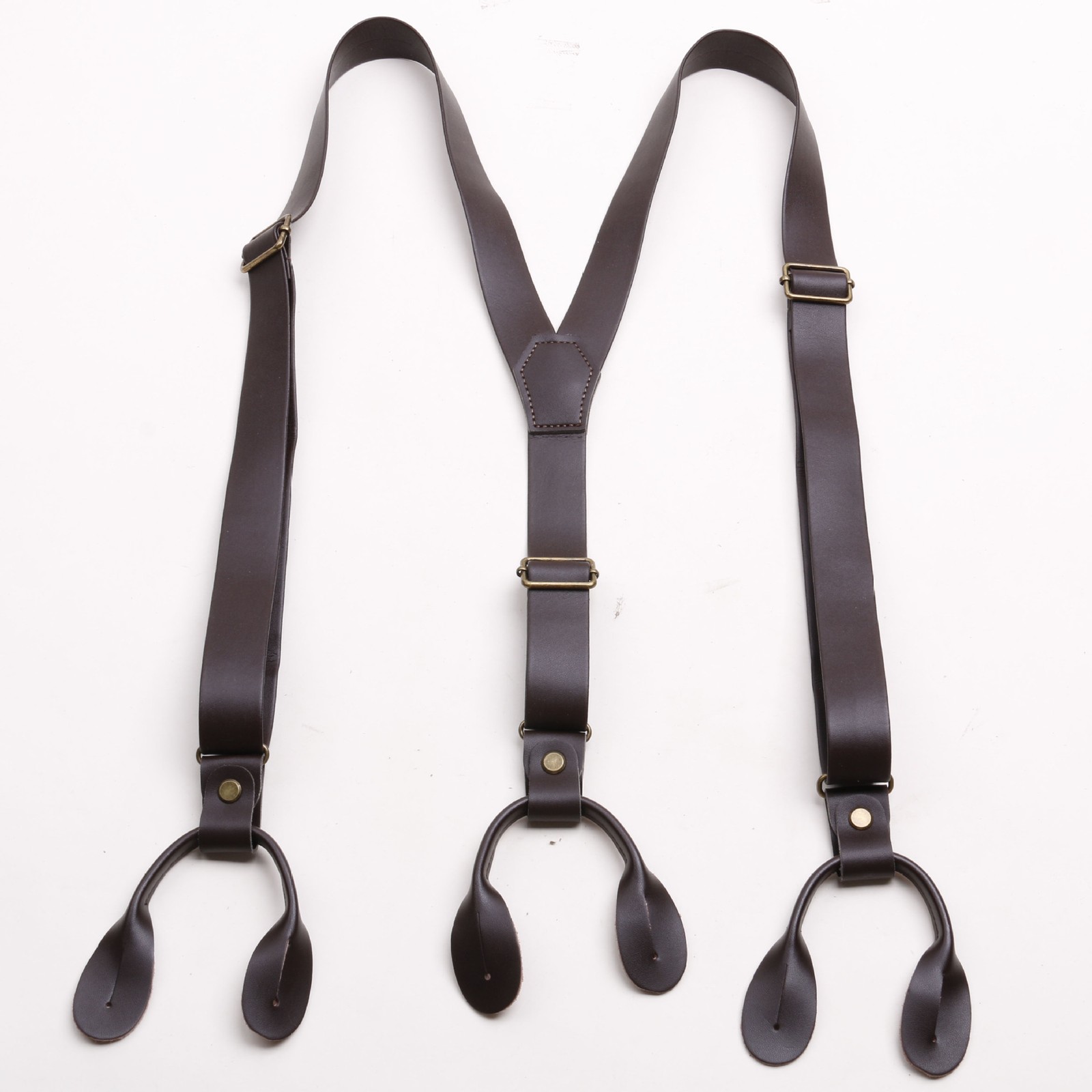 Adjustable Soft leather shoulder belt button style design mens Suspenders