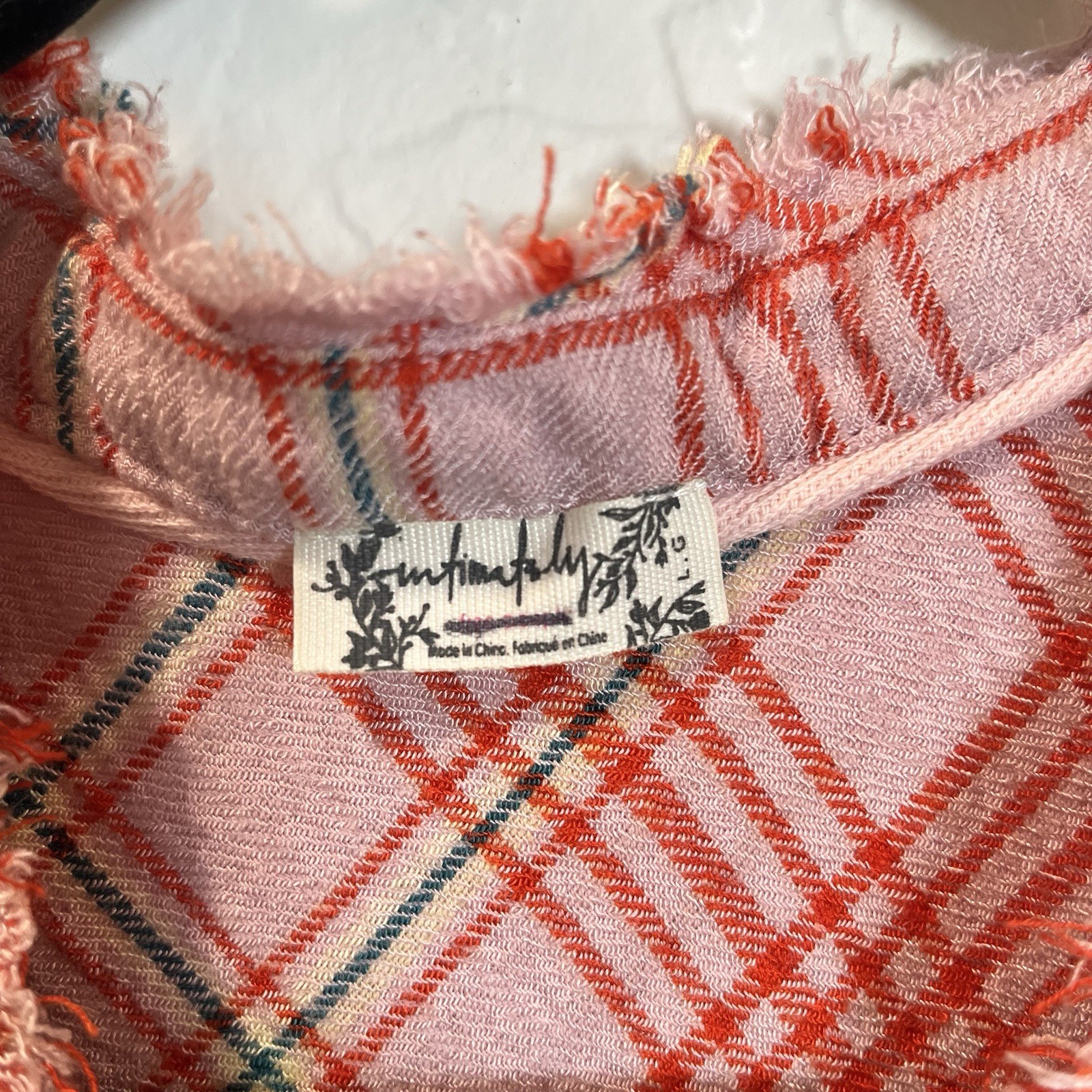 Free People Intimately On Repeat Pink Plaid Tunic Sleep Shirt Dress Large Flaw