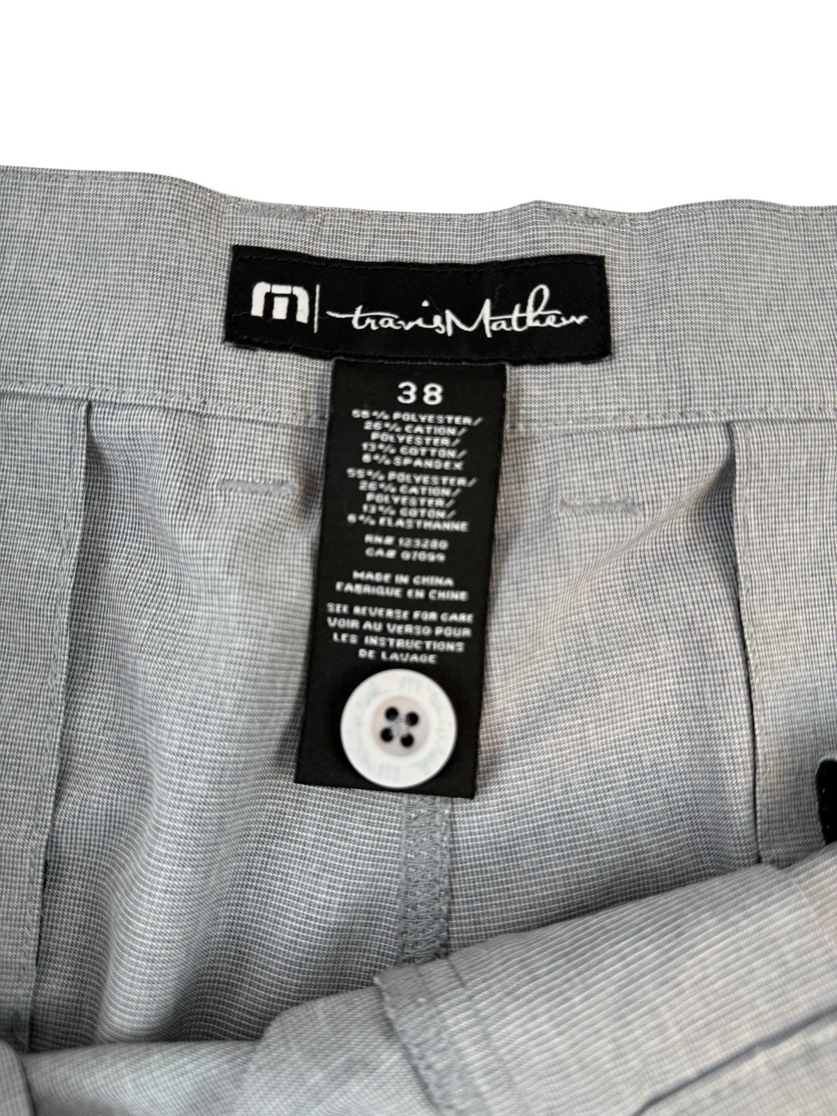 Travis Mathew Golf Performance Shorts Mens 38 Light Grey Polyester Spandex Blend