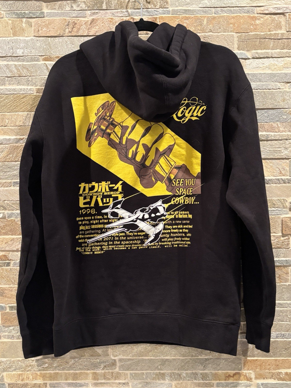 Cowboy Bebop 1998 Crunchyroll Hoodie Anime Logic Black Pullover EUC Size M