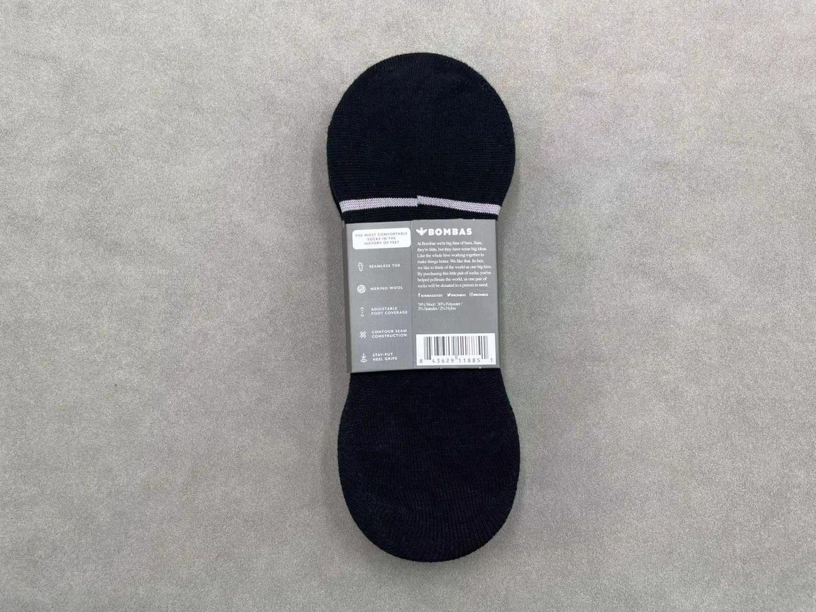 3 pairs Bombas Men’s Merino Wool Blend No Shows Socks Size Large 9-13 Black