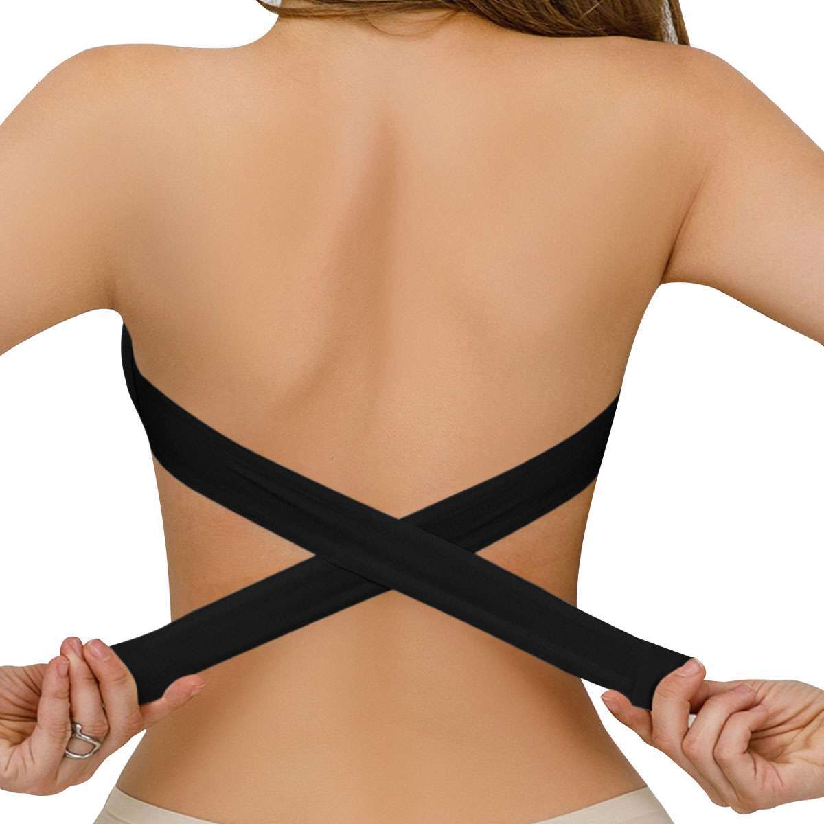 Women Basic Stretch Seamless Strapless Bandeau Tube Top Bra Padded Underwear