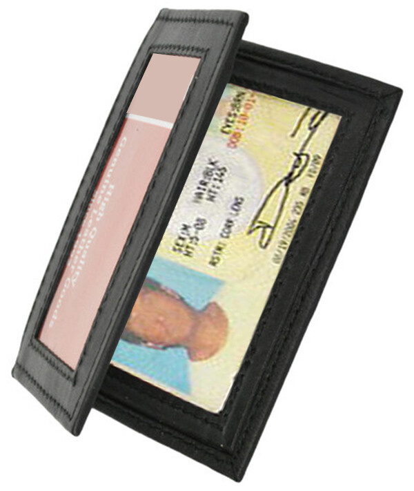 Black Genuine Leather Men’s Bifold Wallet Thin Credit Card ID Holder