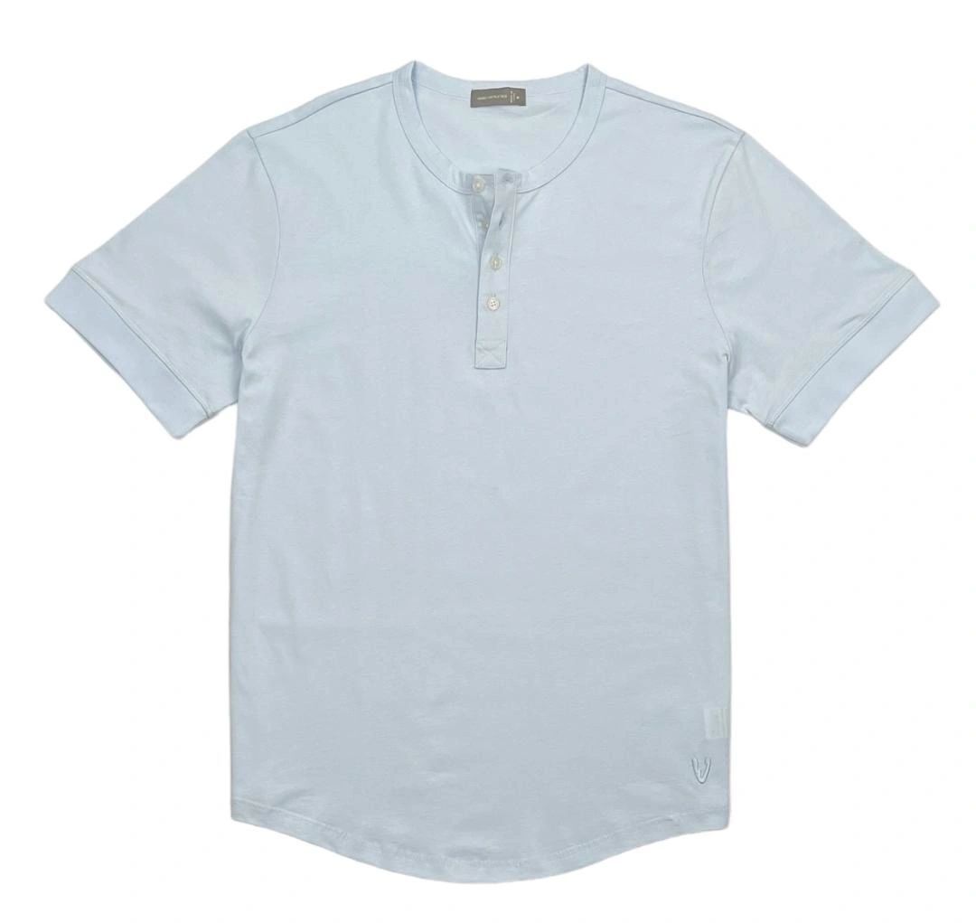 VarietyAthletics Mens Soft Pima Cotton Elastic Sleeve Cuff Henley T-Shirt