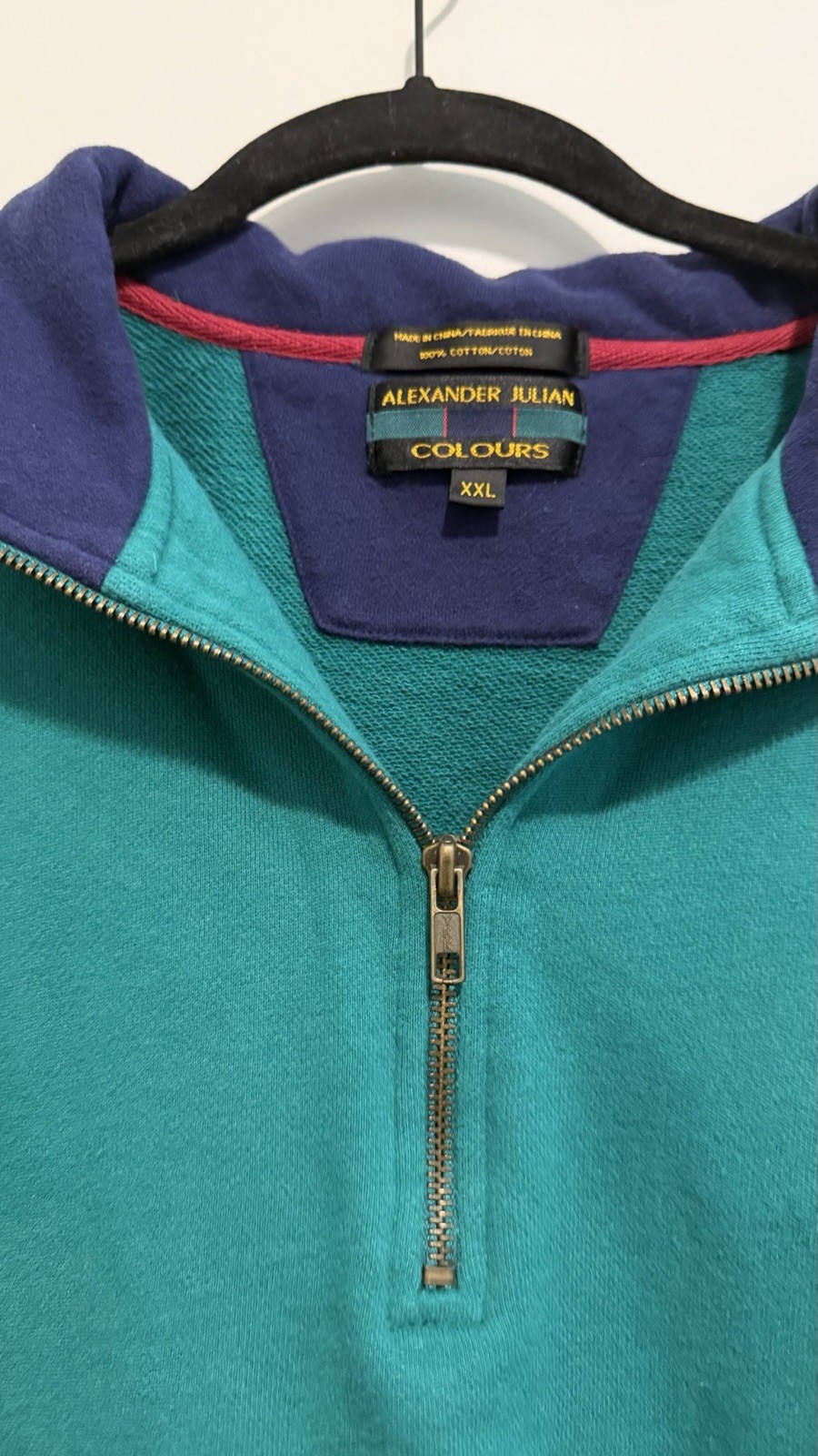 Alexander Julian Colours | Mens Sz XXL |1/4 Zip Long Sleeve Green Sweater