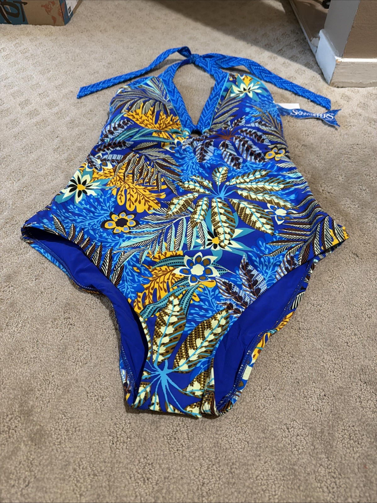 Skinny Dippers By Miraclesuit Halo Blue Multi 1-pc Swimsuit. Sz L. NWT!