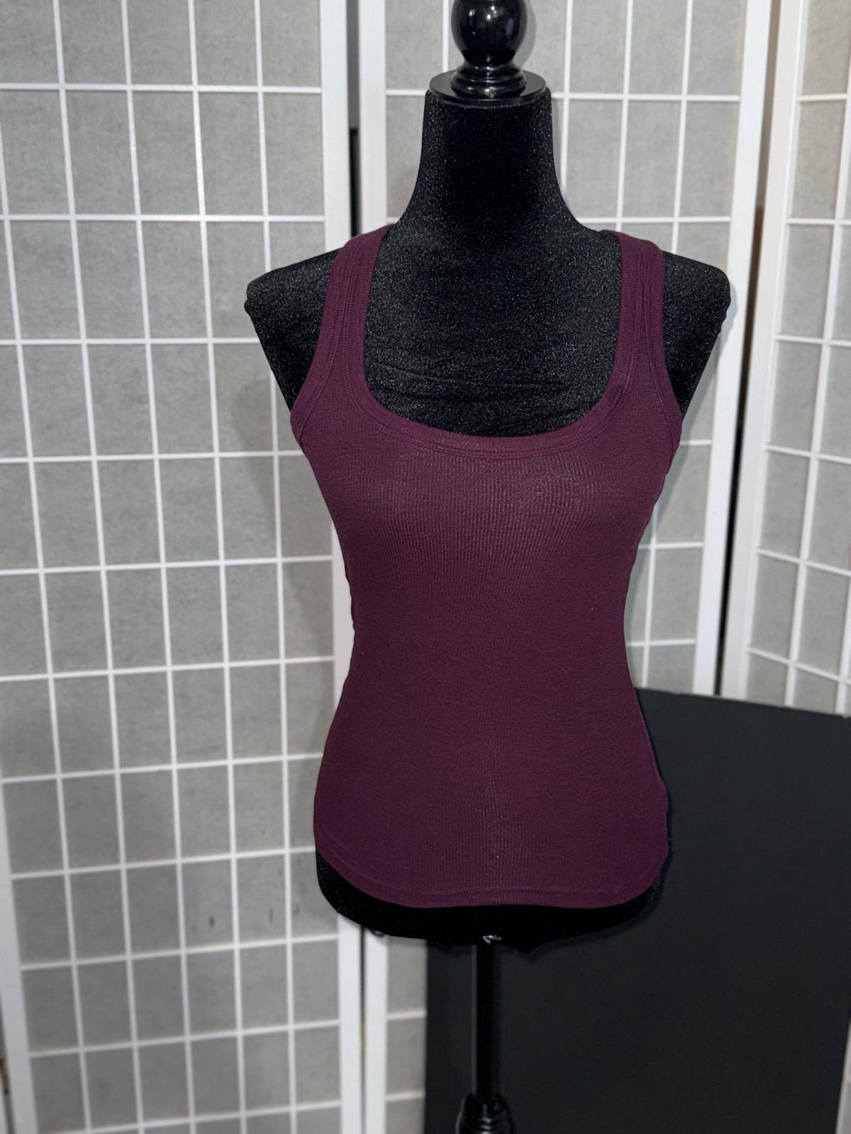 Aerie Real Soft Ribbed Scoop Neck Racerback Tank Top in Burgundy