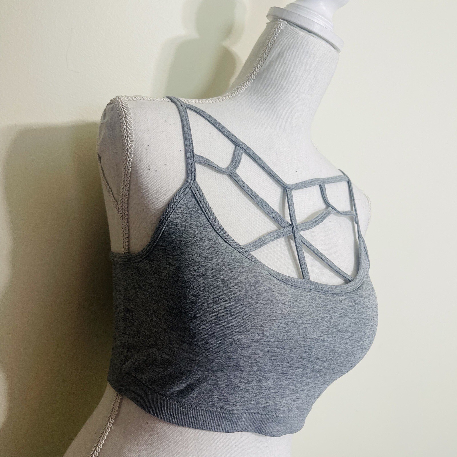 2-pk Zenana Women’s Cage Front Bralette Sports Bra Adjustable Strap PADDED, L/XL