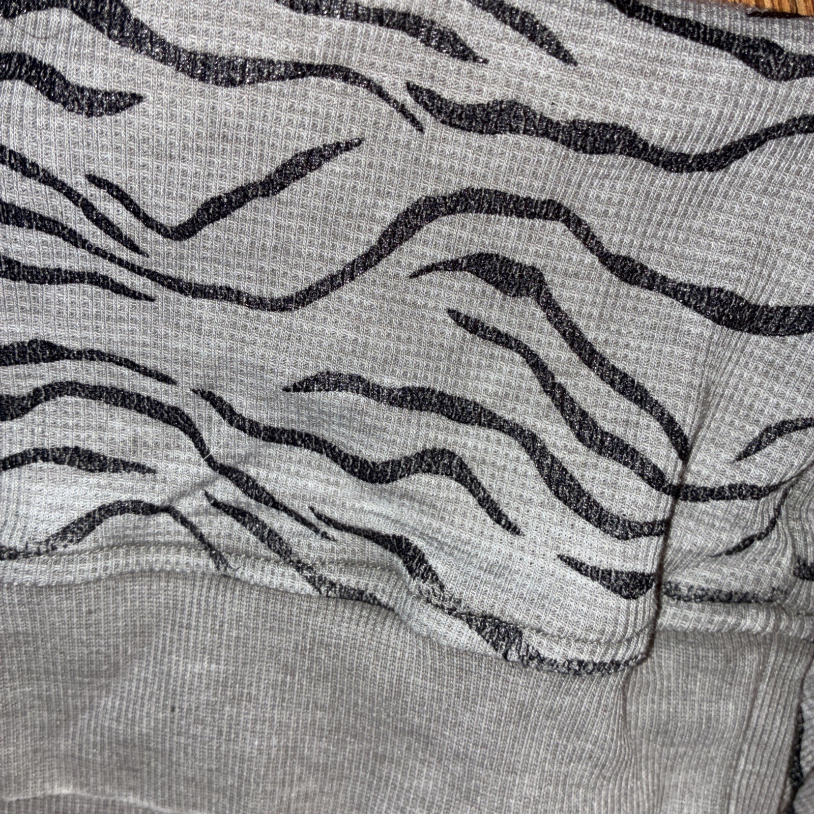 Grey/Black Animal Print Ribbed Thin Hoodie Jane Delancey Medium