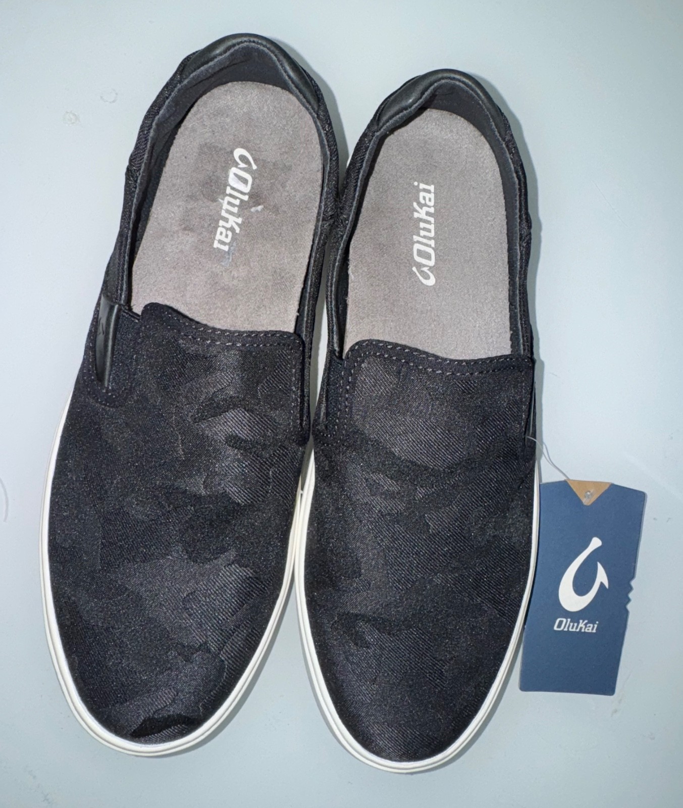 New Mens OluKai Lae’Ahi Pa’i Slip On Shoes Lava Rock / Ke Au Camo Black Sz 8