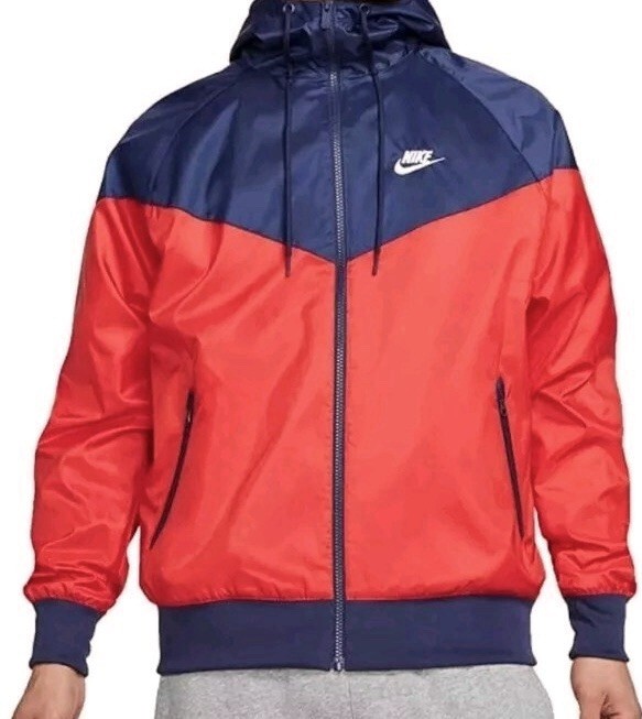 Nike Windrunner Men’s Hooded Jacket, Medium, Red/Navy/White, NWT, Retail $100