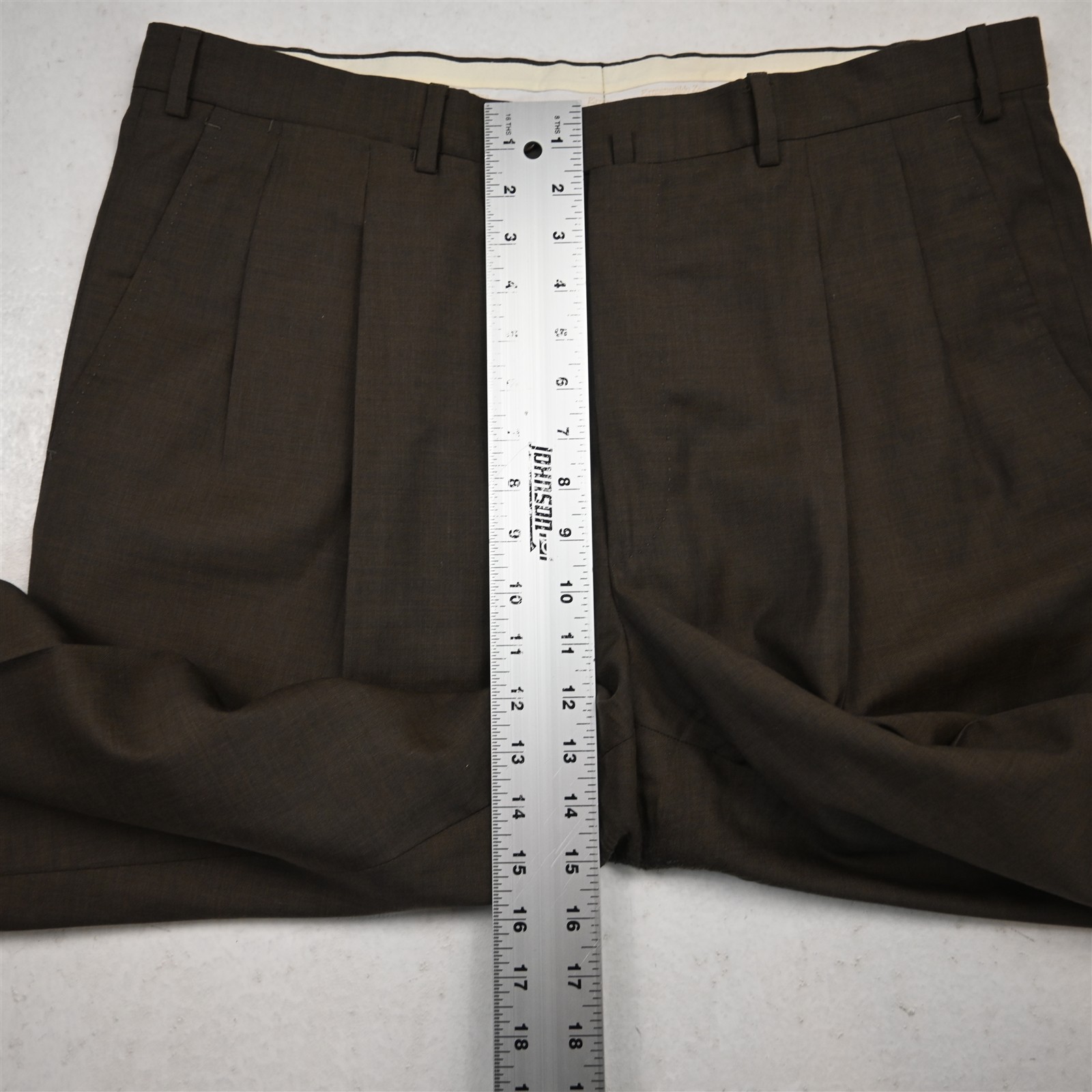 Ermegildo Zegna 36×30 Brown 100% Wool 75L102 Pleated Cuffed Dress Mens Pants