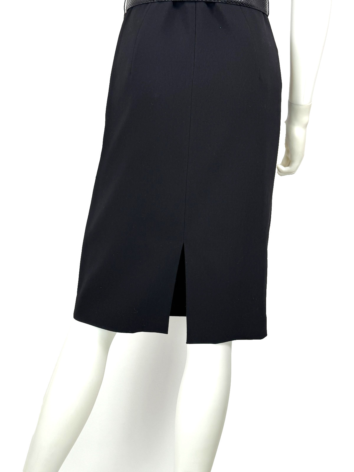 $1.7K Michael Kors Italy Black Wool Dress 6 US 42 IT M Zip Leather Belt Runway