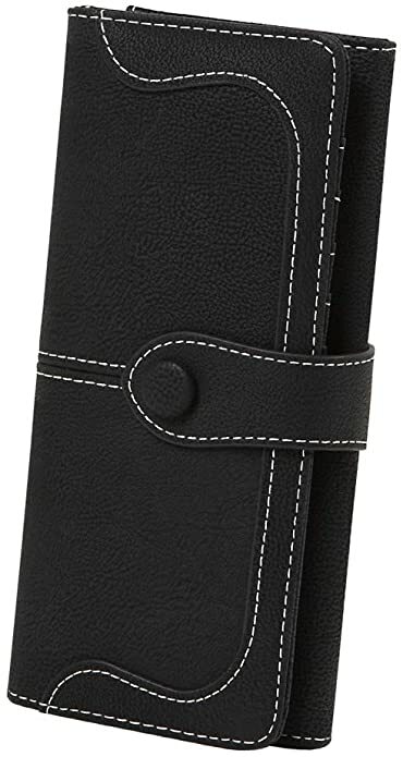 Womens Clutch Wallet with Hasp Safe Cell Phone Credit Card Holder Purse Leather