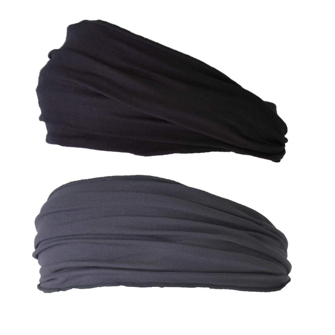 Japanese Style Headbands for Men & Women – Elastic Workout & Yoga Head Wraps, 2-