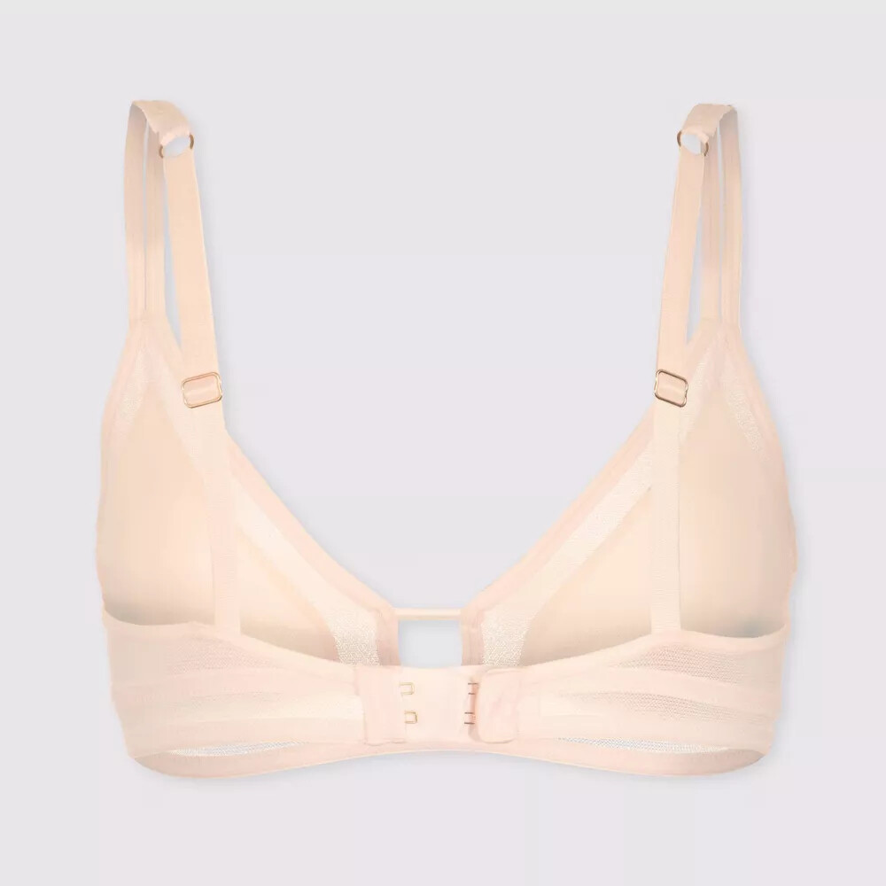 All You LIVELY Womens Mesh Trim Bralette No Wire Bra Toasted Almond Choose Size