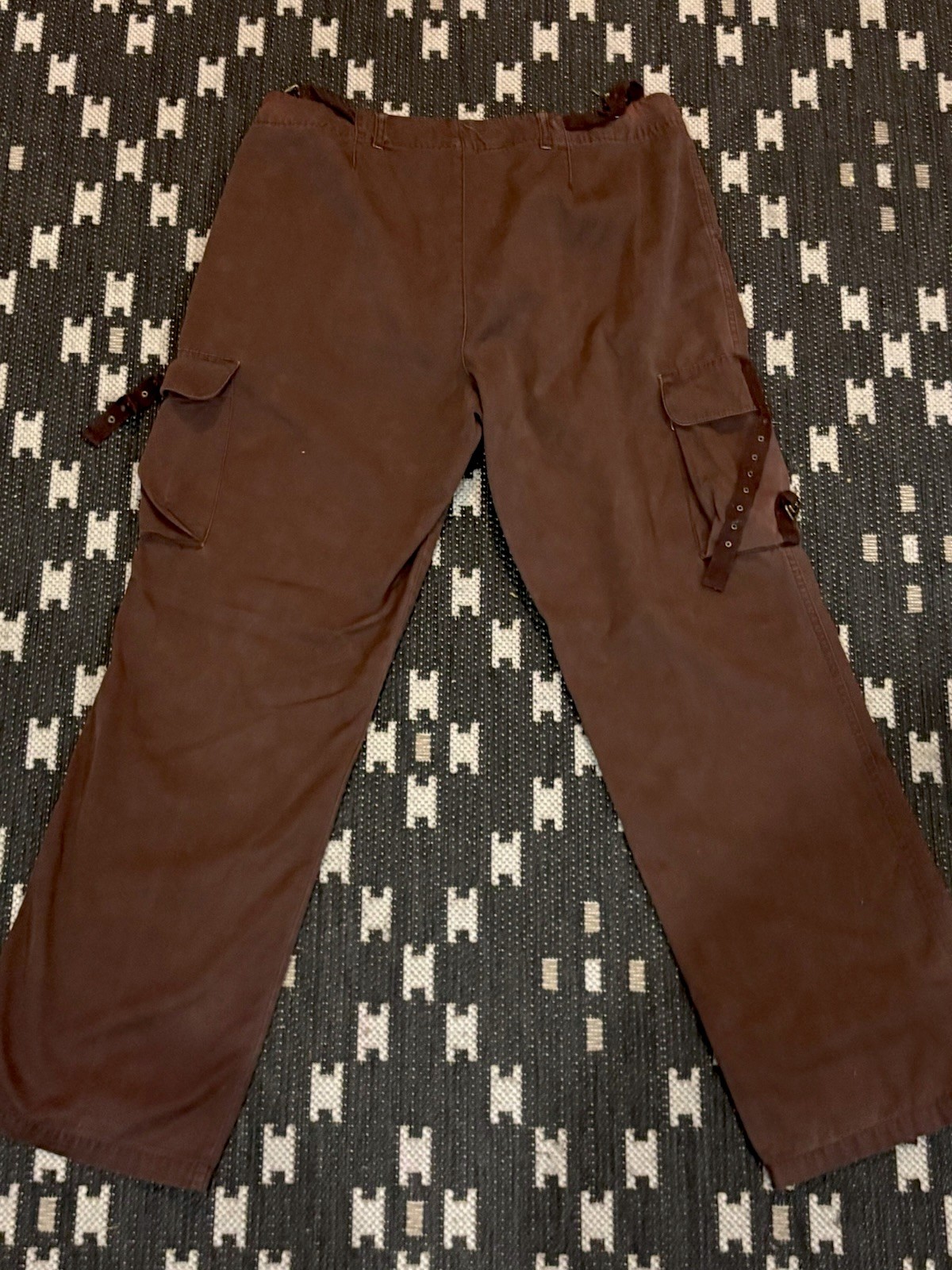 Women’s VTG Y2K Faded Glory Cargo Pants Brown Baggy Utility Straps 14 Average