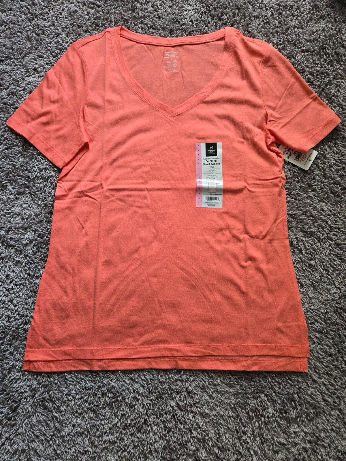 Women’s Ladies Solid Tee Shirt Short Sleeve Peach or Pink V Neck Casual Top NWT