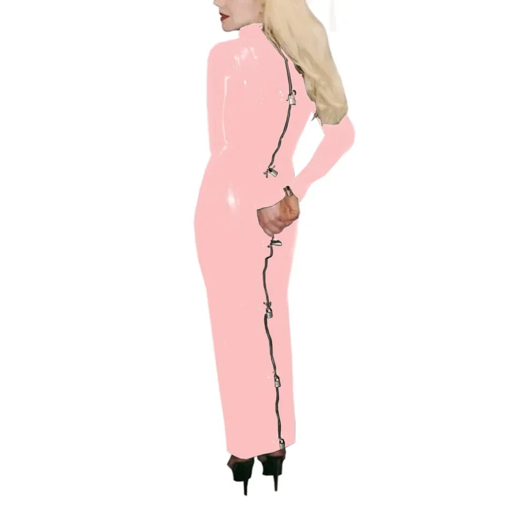 Mens Sissy Crossdresser Patent Leather Lockable Maxi Dress Exotic Hobble Dress