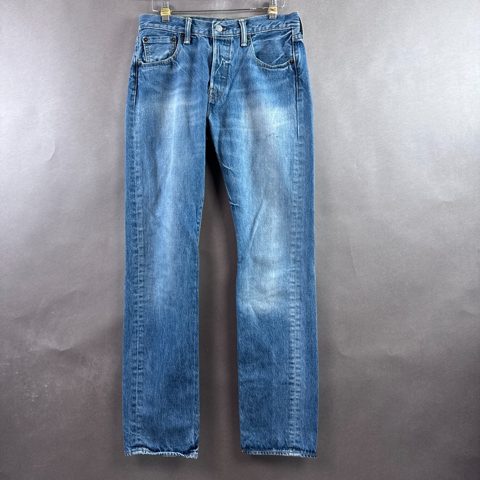 Levis 501 Jeans Mens 29×32 Blue Button Fly Denim Pants Straight Faded Washed Out