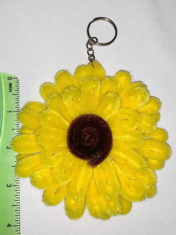 Handmade Chenille Flower Keychain Cute Floral Bag Charm Unique Gift Accessory