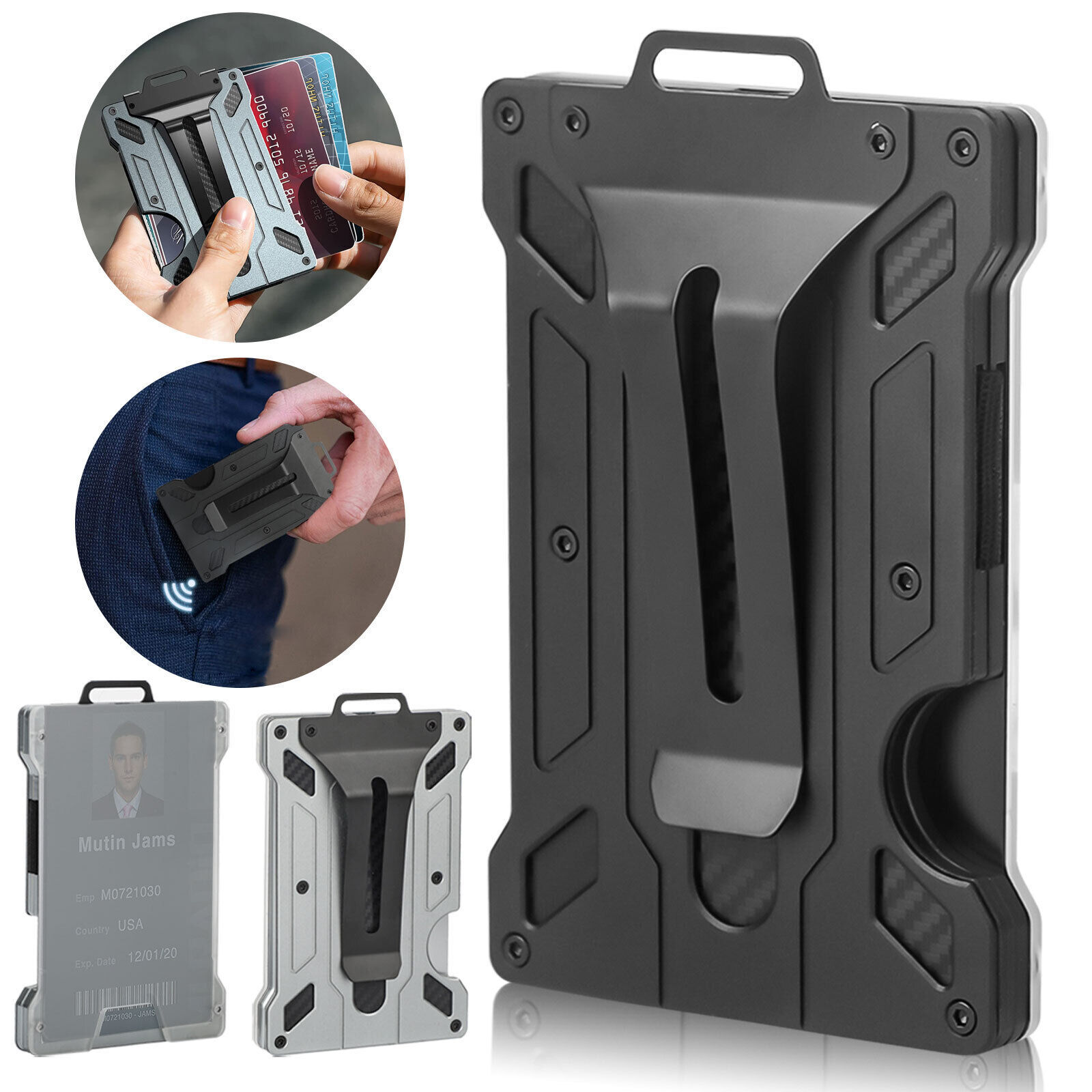 Men’s Aluminum RFID Blocking Money Clip Slim Credit ID Card Holder Metal Wallet