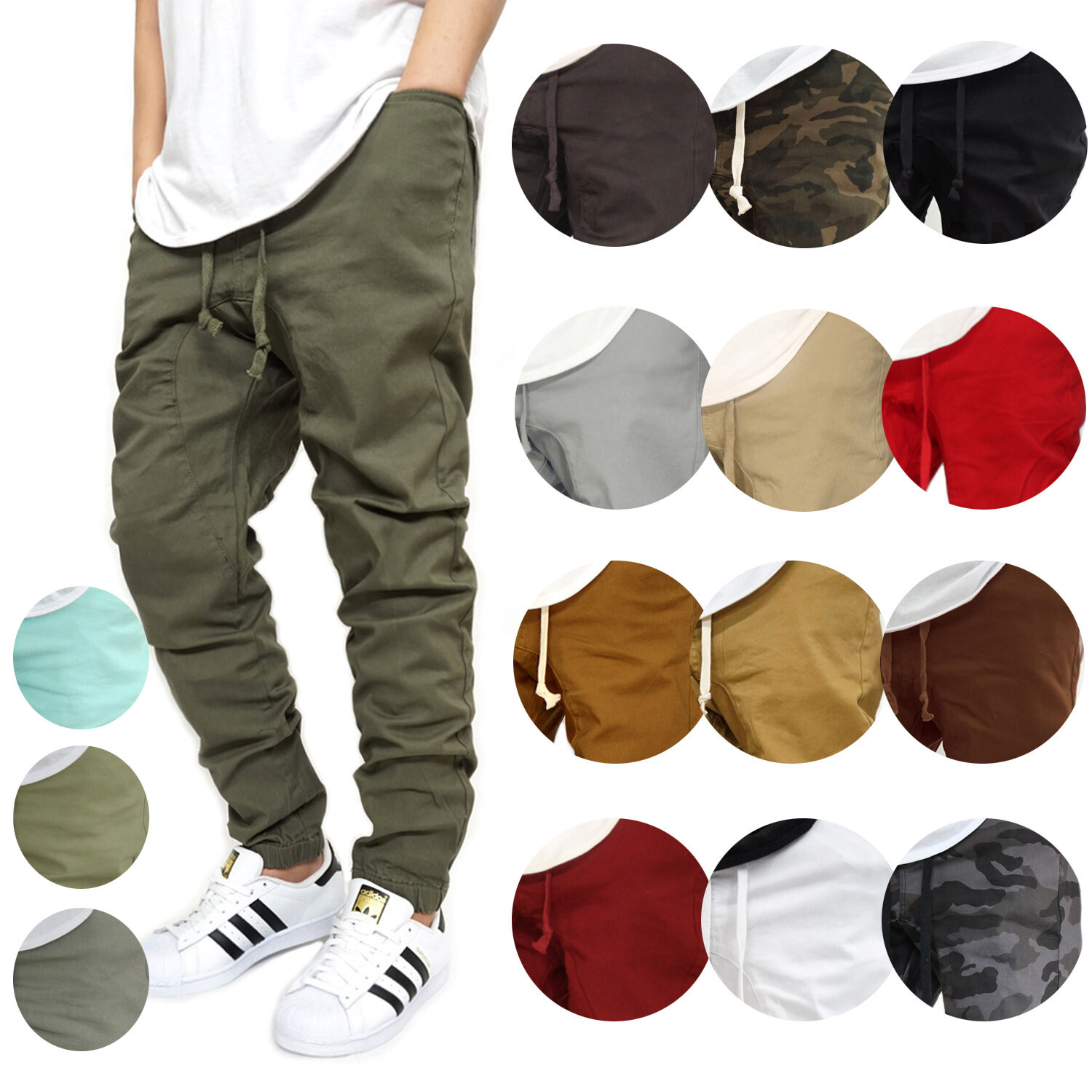 MEN’S TWILL DROP CROTCH JOGGER PANTS SIZE S-5XL VICTORIOUS *18 COLORS BIKER