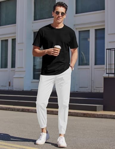 Coofandy Pants Cargo Solid Mens Casual Joggers Elastic Drawstring Chino Hiking