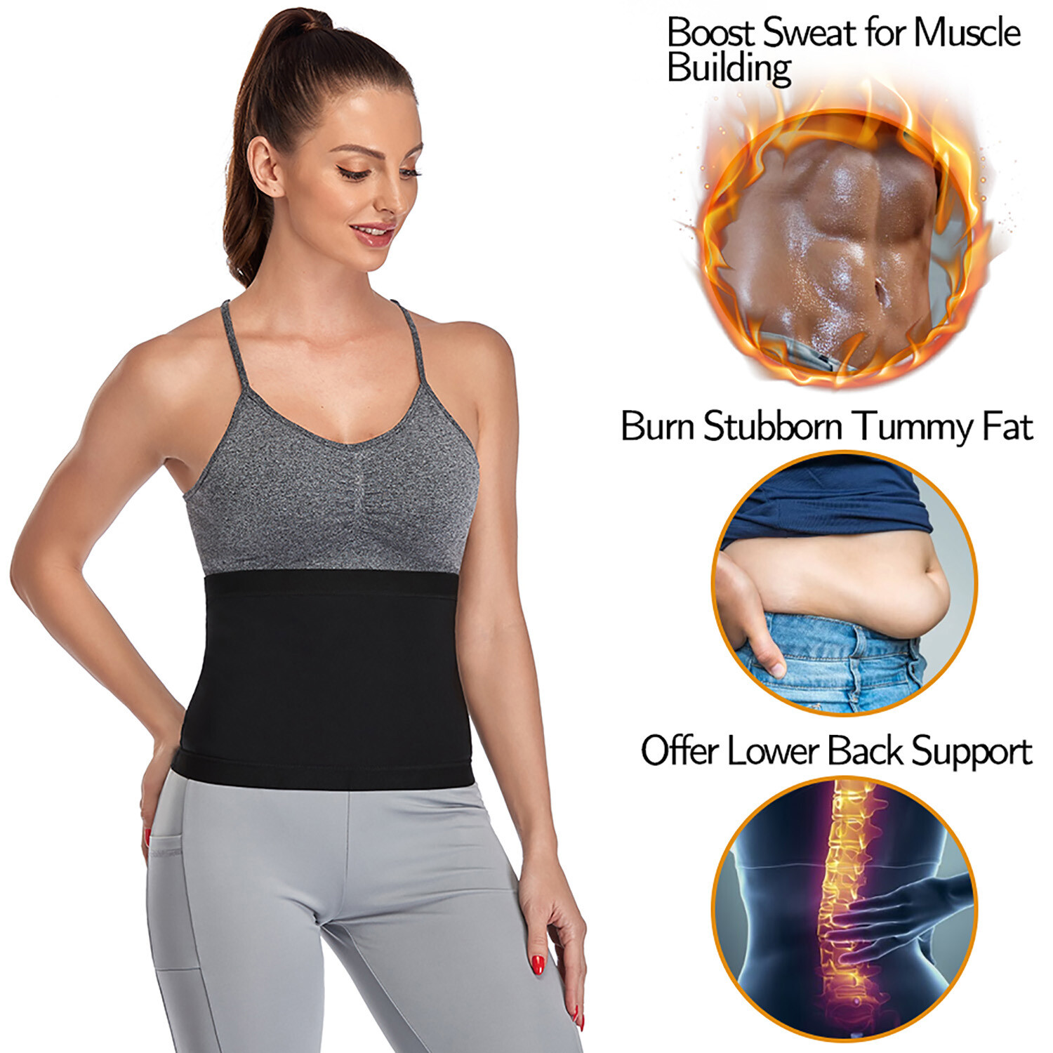 Waist Trainer Sweat Belt Lower Belly Fat Burner Shapewear Sauna Belt Wrap Band
