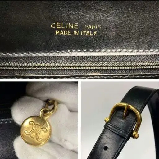 Celine Shoulder Bag Carriage Logo Box Calf Leather Vintage Rare Japan Used FS