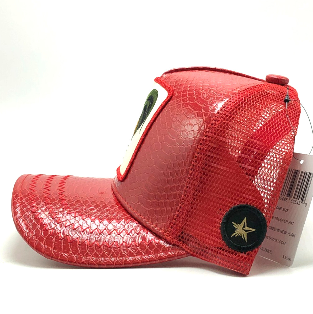 *NEW* Unisex NEW GOLD STAR HAT ROOSER LEATHER TRUCKER HAT RED 👍