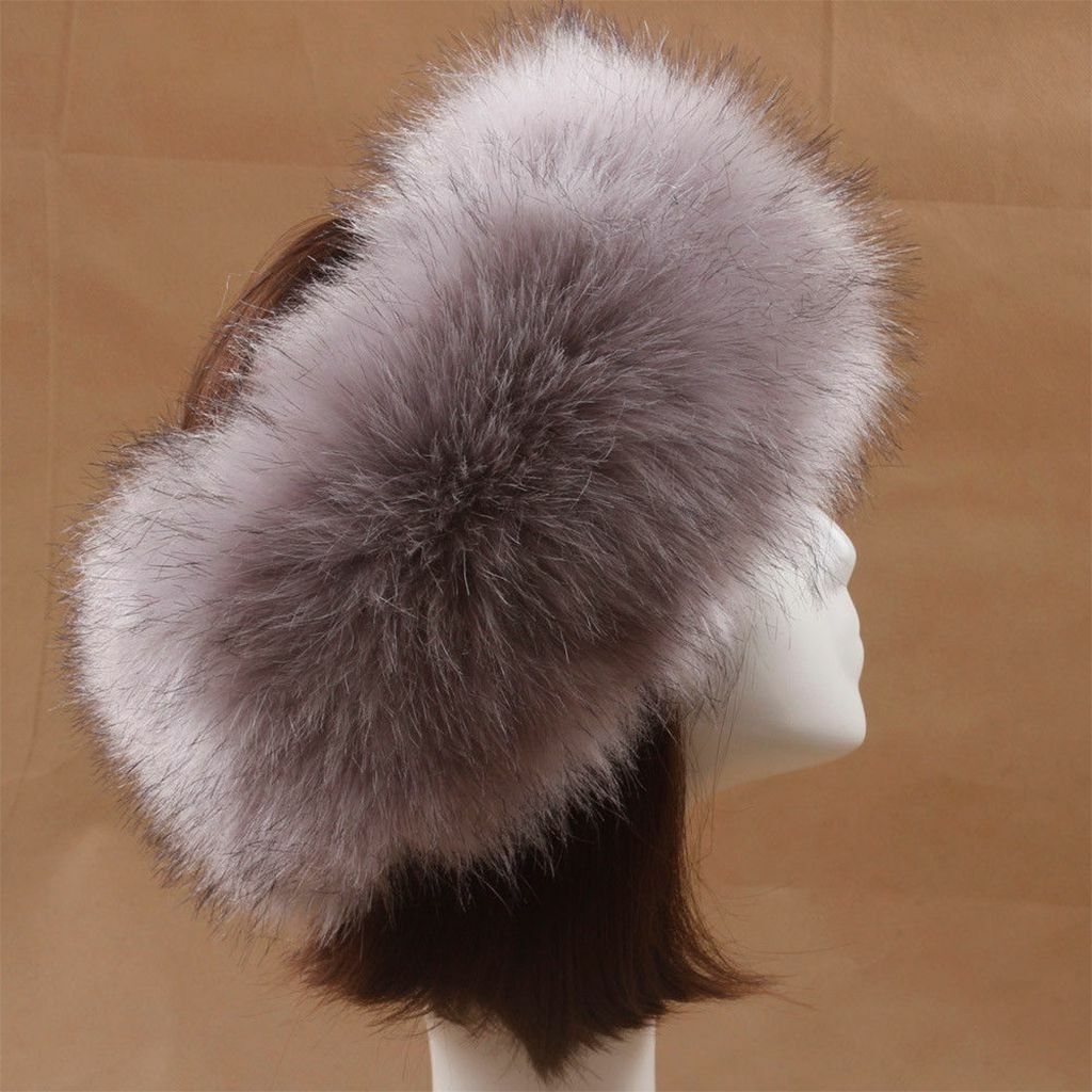 Women Winter Russian Fluffy Faux Fur Headband Hat Thick Ear Warm Snow Ski Cap