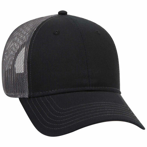 12 Black/Black/Charcoal Trucker Hat 6 Panel Low Profile Mesh Back Hat 83-1239